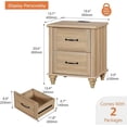 thumbnail image 2 of WAMPAT Night Stands for Bedrooms Set of 2 End Tables with USB Charging Station,2 Drawer Nightstands Wooden Bedside Table,Farmhouse Side Table for Living Room,Oak, 2 of 7