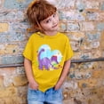 thumbnail image 2 of LUOGENLI T-Shirt pour Filles Garçon et Fille Mode Décontractée Imprimé Col Rond Ample Manche Courte T-Shirt Haut Maxi Hauts avec Fente Ensemble Jaune 8-9 Ans, 2 of 3