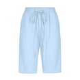 thumbnail image 4 of Timegard Womens Plus Size Shorts Elastic Waisted Drawstring Lightweight Casual Knee Length Shorts with Pockets, 4 of 5