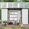 thumbnail image 1 of Remise de Rangement Extérieure en Résine 5x3 Pi Beige et Noire - Armoire de Jardin Verrouillable pour Patio, Terrasse et Cour / Rangement d'Outils Résistant aux Intempéries / Conception Durable en Polypropylène, 1 of 8