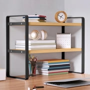 Double-Tier Desktop Storage Shelf Student Desk Organizer Office Computer Desk Tiered Cabinet