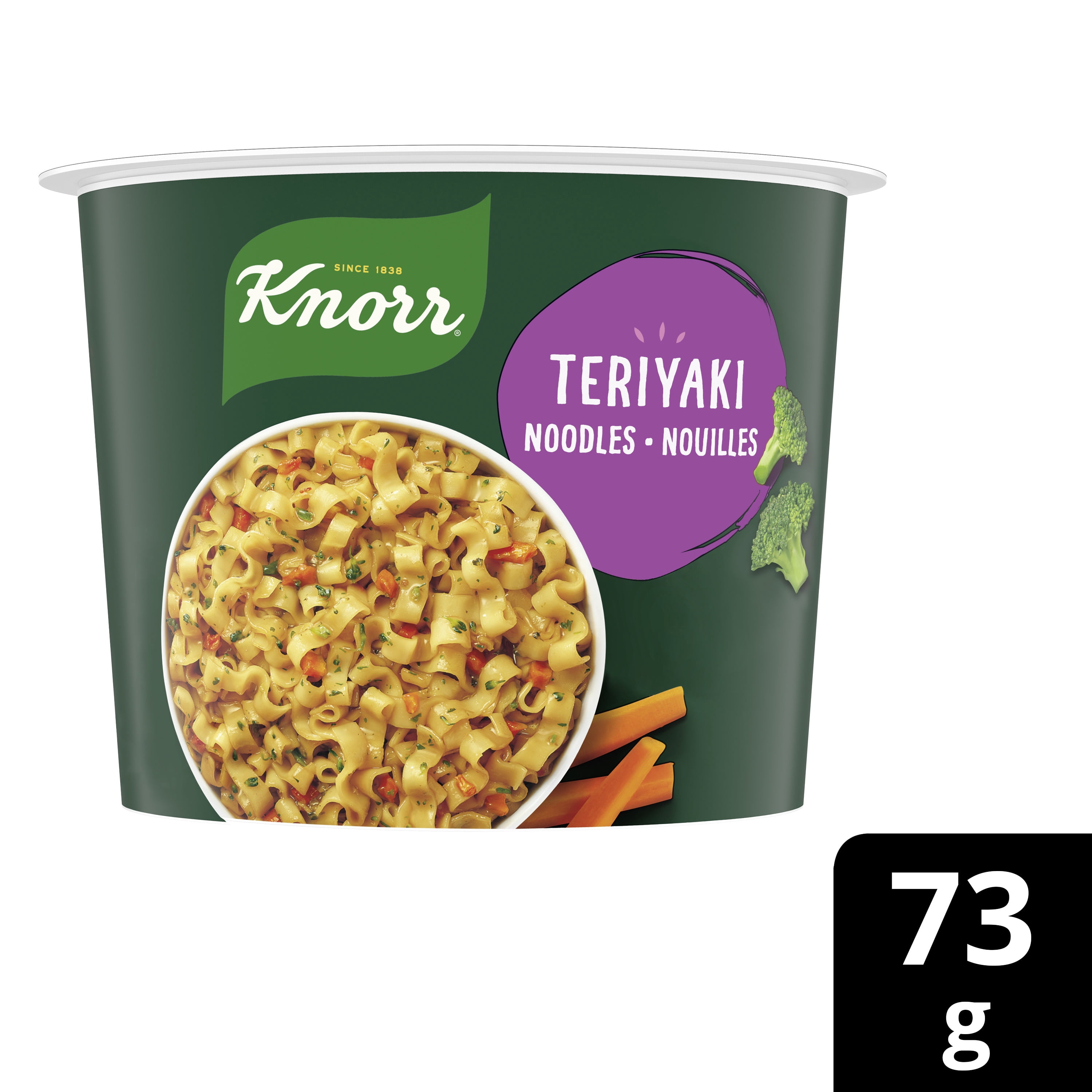 Knorr Pasta Cup Teriyaki Noodles Made with 100% Real Vegetables & No Artificial Flavors or Preservatives, 73g