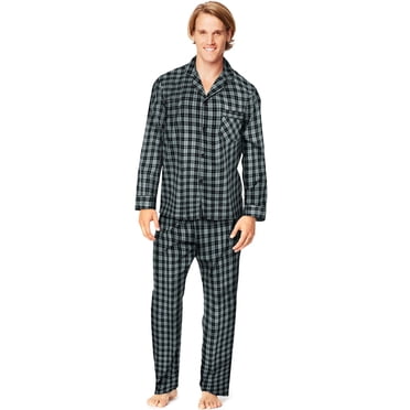 Hanes Mens Woven Pajamas, S, Grey Tartan