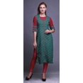 thumbnail image 2 of Bimba Kurti Droite en Rayonne Slub à Manches 3/4 Tunique Imprimée Haut Vêtements d'Été, 2 of 6