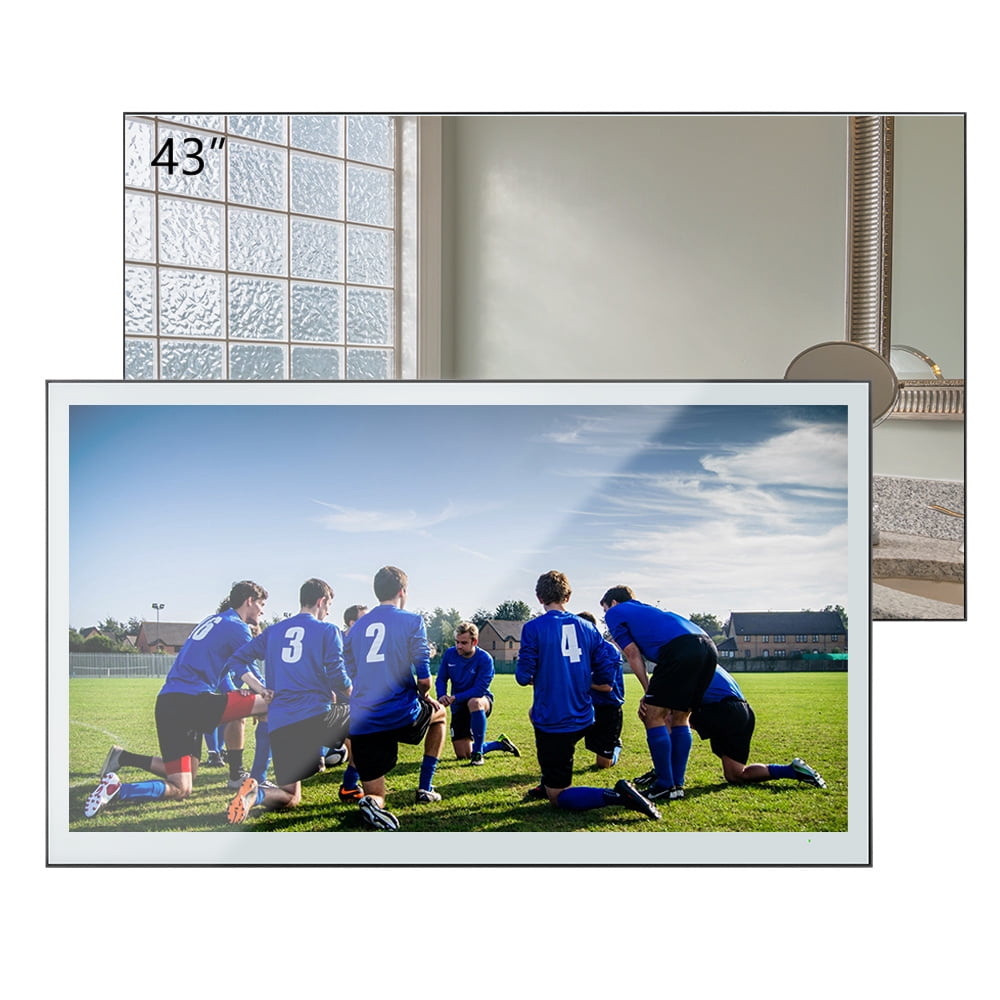 Soulaca 43 inch Mirror Vanishing Screen 4K UHD Smart Bathroom TV IP65 Waterproof Goo-gle Television WiFi ATSC DTV Tuner