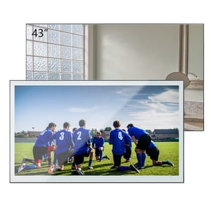 Soulaca 43 écran de chasse miroir de pouce 4K UHD Salle de bain intelligente TV IP65 Télévision Goo-gle imperméable WiFi ATSC DTV Tuner