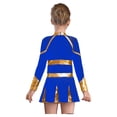 thumbnail image 2 of RUNQHUI Filles Enfants Paillettes Manches Longues Robe de Danse Ballet Uniforme d'Équipe Compétition Encouragement Danse Bleu 8, 2 of 7