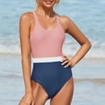 thumbnail image 2 of Color Block Swimsuits One Piece Women Fashion Cross Back Adjustable Straps Beach Bathing Suit Summer Swimwear (Small, Pink), 2 of 7