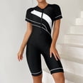 thumbnail image 1 of cllios One Piece Swimsuit Women Rash Guard Swimwear Tummy Control Zipper Surfing Short Sleeve Athletic Bathing Suits, 1 of 7