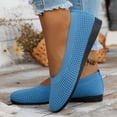 thumbnail image 2 of Dakaela Ballerines pour Femmes à Bout Rond en Tricot à Enfiler Ballerines de Marche Mocassins à Petit Talon Compensé Bleu 9, 2 of 7