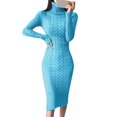 thumbnail image 1 of Kcodviy Chandails d'Hiver pour Femmes à Manches Longues à Col Roulé, Robes Chandail, Robe Moulante Tricotée, Robe Midi à Taille Nouée, Robes Jumper, 1 of 4
