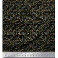 thumbnail image 1 of Soimoi Black Moss Georgette FabricLeaves Print Fabric by Yard 42 Inch Wide, 1 of 5