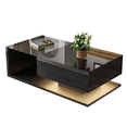 thumbnail image 1 of Coffee Table, High-Gloss Black, Side Tables, Coffee Tables with Glass and LED Effect, 1 of 14