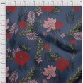 thumbnail image 4 of oneOone Polyester Lycra Blue Fabric Florals Craft Projects Decor Fabric Printed By The Yard 56 Inch Wide, 4 of 4