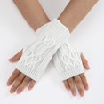 thumbnail image 2 of Ladies Warm Knit Fingerless Gloves Convertible Mittens Fashion Flowers, 2 of 6