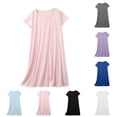 thumbnail image 1 of Yuyuzo Chemises de Nuit pour Femmes Manches Courtes Coton Vêtements de Nuit Couleur Unie Col Rond Robe de Pyjama Tenue d'Intérieur Chemises de Nuit, 1 of 6