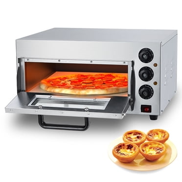 Four à Pizza Électrique de Comptoir 1600 W – Machine à Pizza en Acier Inoxydable de 16 Po avec Température Réglable, Pierre à Pizza, Lumière de Four et Minuterie de 60 Min – Cuiseur à Pizza Intérieur pour la Maison et le Restaurant, Argent