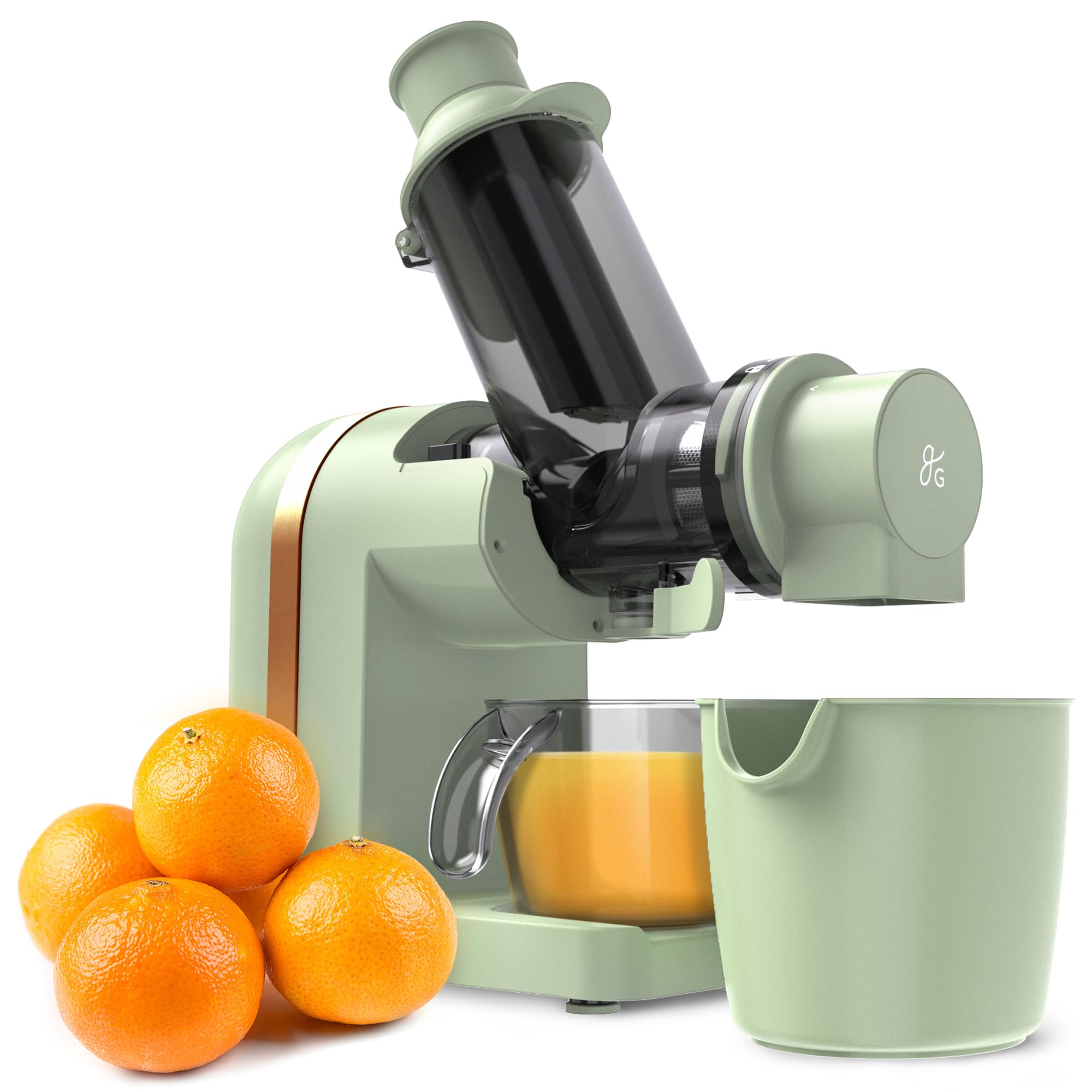 Greater Goods Cold Press Juicer, Powerful Slow Masticating Juice Extractor with Quiet Motor for Fruits and Vegetables, High Juice Yield, Easy to Clea
