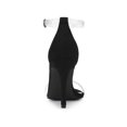 thumbnail image 2 of BLISSFUL STEP Women's Clear Ankle Strap Stiletto Heel Sandals Black 6, 2 of 7