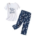 thumbnail image 1 of 2025 Ensemble de Pyjama pour Femmes Court Ensemble pour Femmes Haut à Manches Pantalon Capri Pyjama pour Femmes Ensemble Tenue de Nuit d'Été, 1 of 3