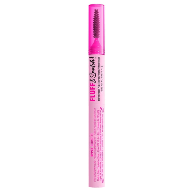 NYX Professional Makeup Fluff & Snatch!, Brow Powder Pen cream-to-powder brow pen with tapered plush sponge tip for precise filling and a diffused soft-matte finish; smudge, transfer and fade resistant up to 24H in 4 fluffin' matte shades. Suitable for quick travel touch-ups.