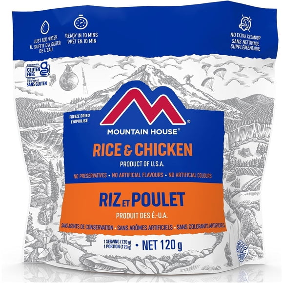 Mountain House Rice and Chicken Pouch| Freeze Dried Backpacking & Camping Food | Survival & Emergency Food | Gluten-Free | Entree Meal | Easy to Prepare | Delicious and Nutritious | 6 Pouch