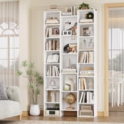 Homfa 21-Cube Bookcase, 71'' Tall Wooden Bookshelves with Adjustable Shelves, Triple Wide CD Display Storage Organizer Shelf for Home Office, White