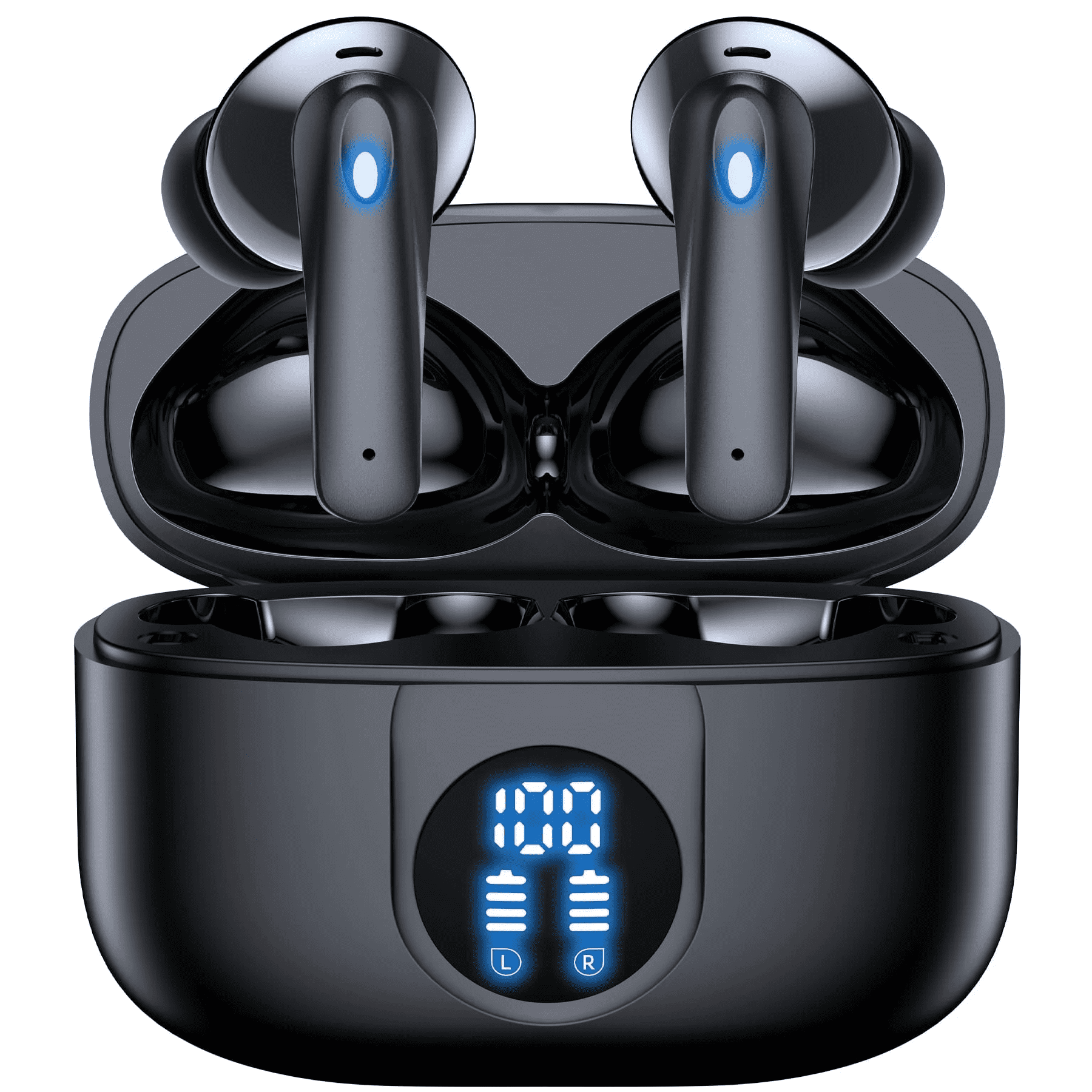 VEAT00L P91 Wireless Earbuds, Bluetooth Headphones V5.4 Stereo with Noise Cancelling Mics, 60H Playback with Dual LED Display, In-Ear Earphones