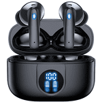 VEAT00L P91 Ecouteurs sans fil, casque Bluetooth V5.4 Stéréo avec Mics d'annulation de bruit, 60H Lecture avec Dual LED Affichage, écouteurs dans l'oreille