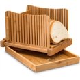thumbnail image 1 of Trancheuse à Pain en Bambou avec Planche à Découper Trancheuse à Pain Pliable Réglable pour Pain Fait Maison Gâteaux, 1 of 5