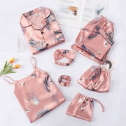 TopLLC Pajama Sets Lounge Sets for Women ,Women'S Sleepwear 7 Women's Pajamas Sets Faux Silk Pyjama Women's Pajamas Sleepwear Sets Spring Summer Homewear Pajama Sets