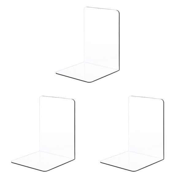 Thickened Transparent Acrylic Bookshelf Bookstand L Shaped Bookend Bookholder Fixed Desk Book Storage Device 2PCS, 12x12x18.2 cm, Clear 3 Packs