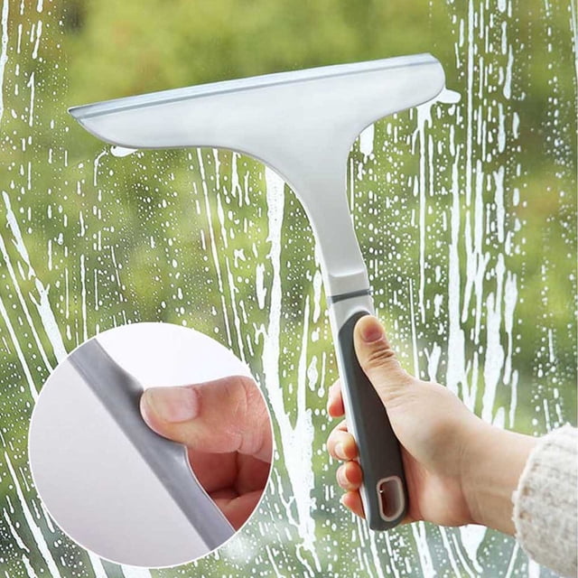 Ftwytp Raclette en Verre, Lame en Caoutchouc Flexible en TPR, Raclette à Poignée Courbée pour Portes de Douche, Salle de Bain, Fenêtres, Comptoirs, Table à Café, Élimination des Résidus de Savon, Nettoyage Sans Traces d'Eau