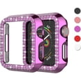 thumbnail image 1 of KOMI Bling Case Compatible For Apple Watch 38mm 40mm 42mm 44mm, Crystal Diamond Apple Watch Protector Case Slim PC Anti-Scratch Bumper Frame Protective Cover For iWatch Series SE/6/5/4/3/2/1 Purple, 1 of 5