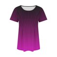 thumbnail image 5 of Plebaso Hauts pour Femmes Été Manches Courtes Col Rond Tunique Habillée Ample Mode Dégradé de Couleur Blouses, 5 of 5