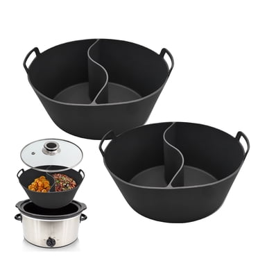 2 Pcs Doublures pour Mijoteuse de 6/7/8 Pintes, Séparateur de Mijoteuse en Silicone de Qualité Alimentaire, Doublure Réutilisable Étanche, Compatible Lave-Vaisselle, Doublure de Cuisson pour Mijoteuse
