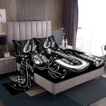 thumbnail image 1 of Music Full Sheets Retro Saxophone Instrument Bed Sheets Set,Adults Woman Men Music Notes Sheet Set for Kids Boys Girls Jazz Saxophone Musical Flat Fitted Sheet,Black, 1 of 7