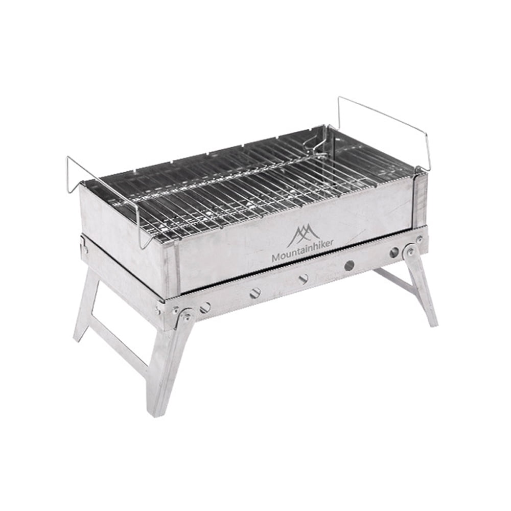 Mountainhiker Compact Portable BBQ Grill - Folding Charcoal Barbecue for Outdoor Use, Adjustable Height, Lightweight Stainless Steel Construction, Perfect for Backyard and Picnics