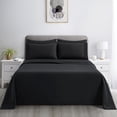 thumbnail image 4 of Marina Decoration Ultra Soft Silky Deep Pocket Solid Rayon from Bamboo Bedding All Season Sheet Set, Black Color, 4 of 7