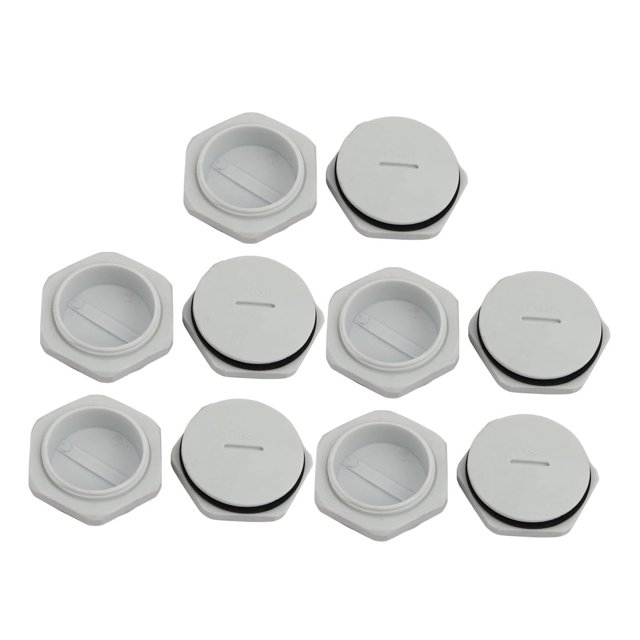Unique Bargains 10 Pcs GLW-PG36 Capuchon de Gland Fileté en Nylon Couvercle à Vis Rond Gris avec Laveuse