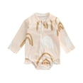 thumbnail image 1 of Infant Kids Girls One-Pieces Swimsuits Long Sleeve Rainbow Print  Neck Zip Up Bathing Suit, 1 of 9