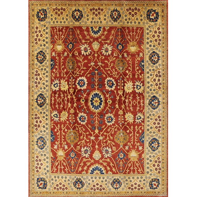 Ahgly Company Indoor Rectangle Mid-Century Modern Red Oriental Area Rugs, 4' x 6'