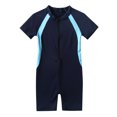 thumbnail image 4 of Aislor Kids Big Girls Zippered Swimsuit Swimwear Bathing Suit Rash Guard Shorty Sun Protection Wetsuit Navy Blue 10, 4 of 7