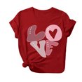 thumbnail image 2 of Styesk T-Shirts pour Femmes Saint-Valentin Graphique Décontracté Grande Taille Hauts Imprimé Cœur Hauts de Sortie Confortables Doux Col Rond T-Shirts Chandail Mode Léger Manches Courtes T-shirt, 2 of 3
