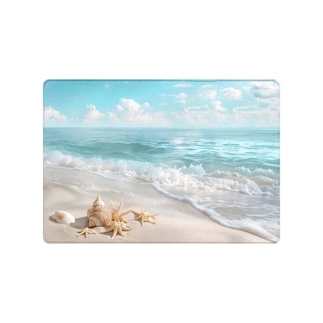 Summer Beach Coastal Doormat Non Entryway Rug Mat for Indoor Outdoor Use Welcome Ocean Design Floor Carpet for Balcony Yard Front Door