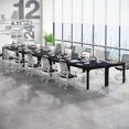 thumbnail image 1 of Tribesigns 78.74-Inch Large Black Conference Room Table, Modern Office Meeting Seminar Desk with Metal Legs and Adjustable Foot Pads, Seats 6-8, Only Table Included (6 PCS), 1 of 5