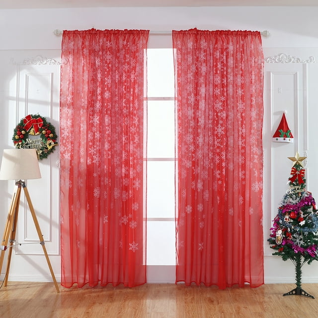 Dvkptbk 1PCS Rideau de Noël Flocon de Neige pour Fenêtre Voile Drapé Cantonnière