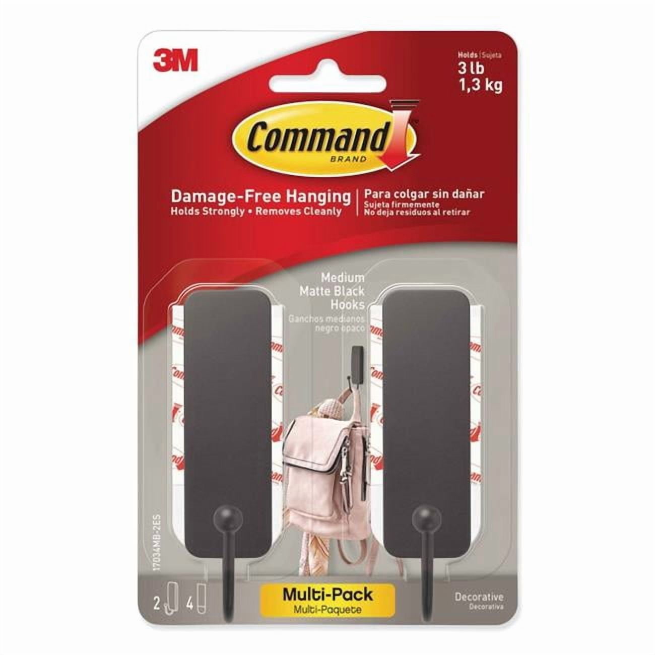 Crochets Command finition nickel brossé, taille moyenne, supportent 1,3 kg (3 lb), 2 crochets métalliques, 4 languettes adhésives