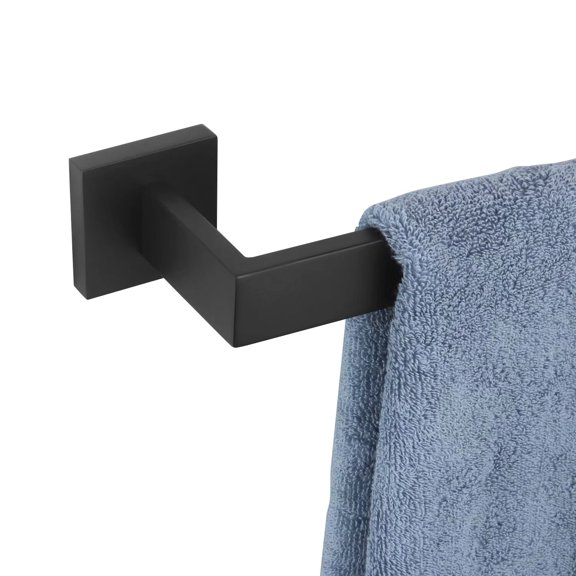 KOKOSIRI Barre à Serviette Simple de 16 Pouces, Porte-Serviettes pour Salle de Bain et Cuisine, Porte-Serviettes Mural en Acier Inoxydable SUS304, Noir Mat, B4003BK-L16