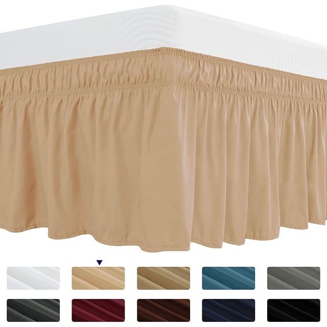 Subrtex Easy Fit Bed Skirts , Wrap Around Dust Ruffle with Long Tailored Drop